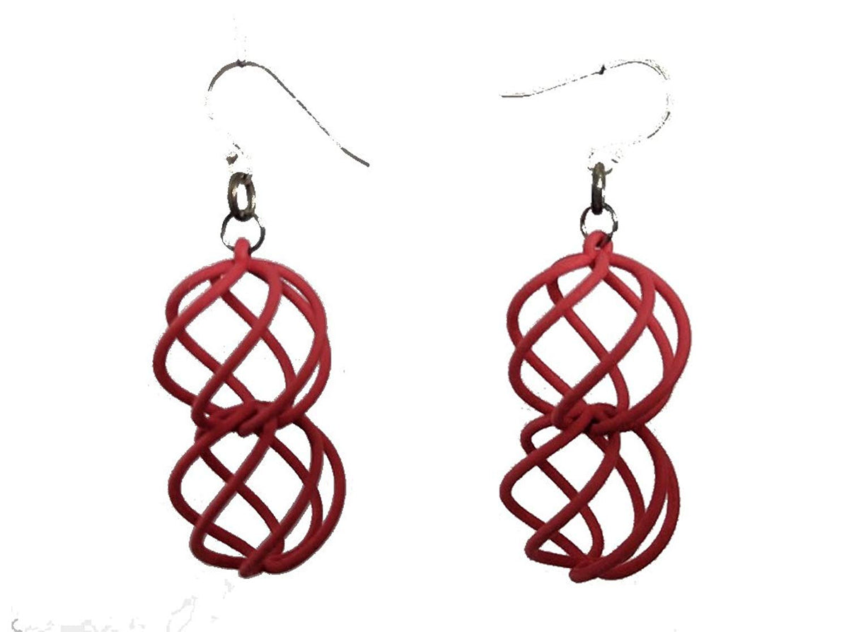 3D Printed Jewelry Spiral Sphere Linked Earrings Custom 3D Stuff