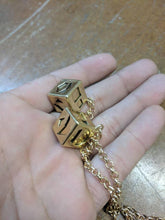 Load image into Gallery viewer, Antiqued Budget Metal Smuggler's Golden Dice - Scoundrel Gambler Rogue - Gold Plated Metal Dice - Hang in your cockpit -Zinc Alloy