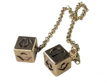Load image into Gallery viewer, Antiqued Budget Metal Smuggler's Golden Dice - Scoundrel Gambler Rogue - Gold Plated Metal Dice - Hang in your cockpit -Zinc Alloy