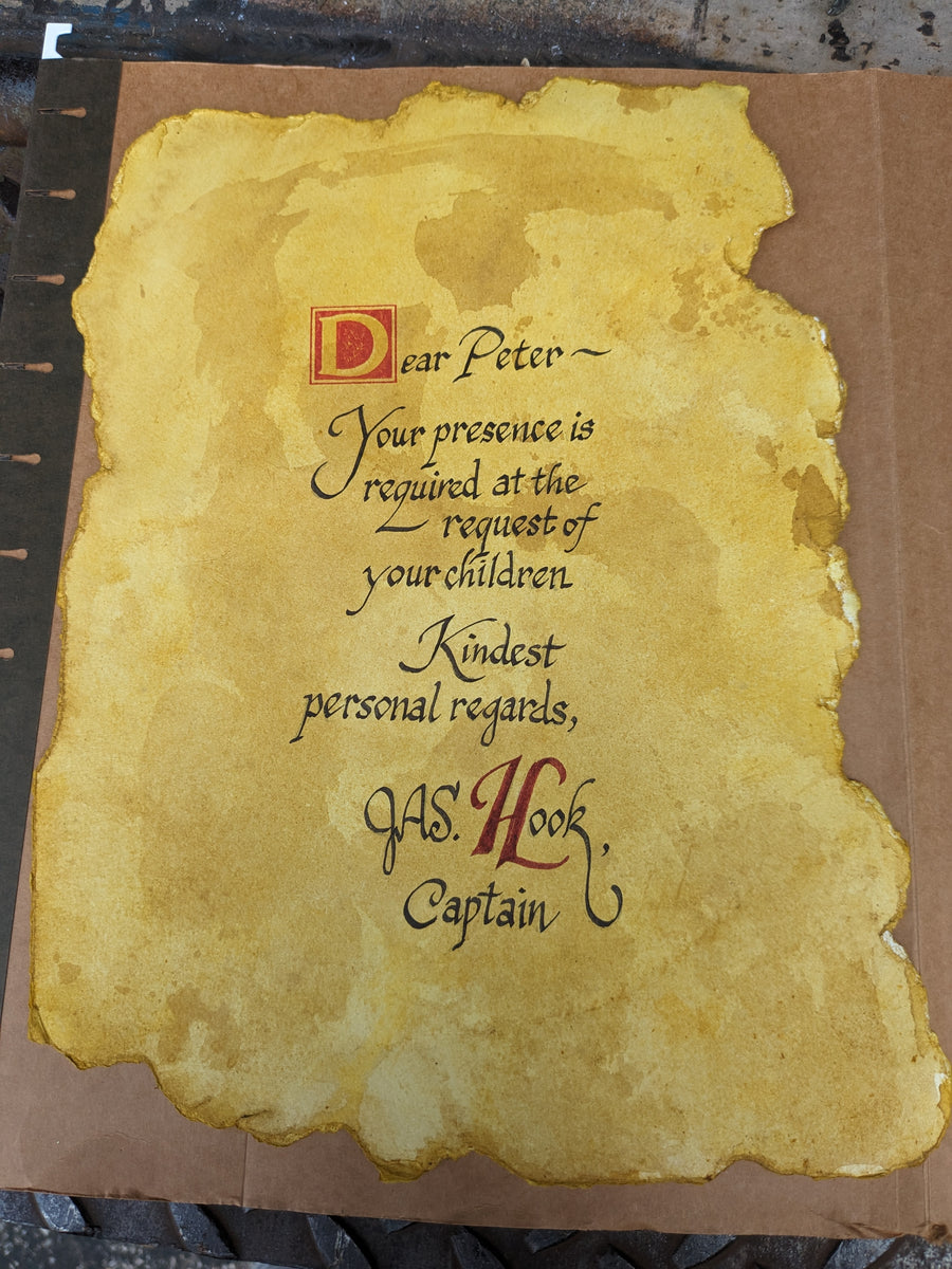 Hand-written Hook Note Replica on stained torn-edge paper – Custom 3D Stuff