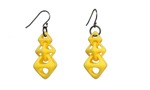 3D Printed Jewelry Geometric Linked Octohedron Earrings