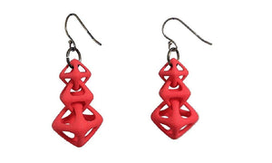 3D Printed Jewelry Geometric Linked Octohedron Earrings