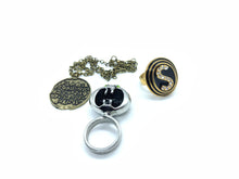 Load image into Gallery viewer, Spaceballs complete jewelry set! Dark Helmet Ring, Schwartz Ring, Necklace
